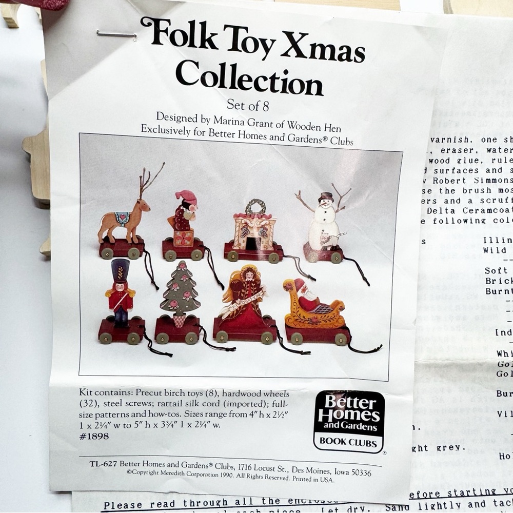 Vintage Better Homes & Gardens 8 Pc Folk Toy Xmas Wood Craft Kit